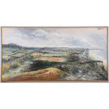 Robert Hill (1932-1990), 'Coastal View (possibly North Devon), an oil on board panoramic view with