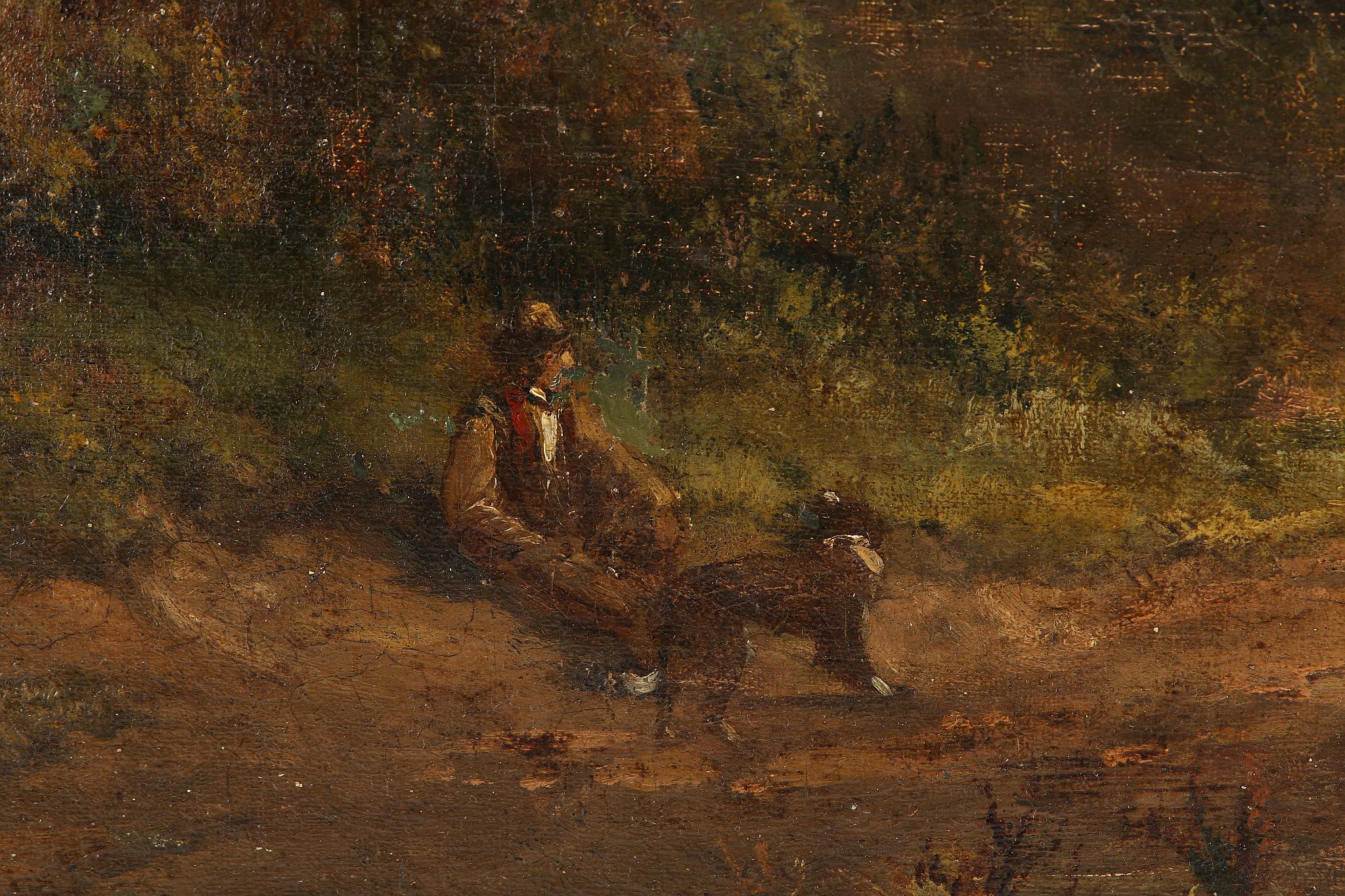 19th Century English School, tree-cutter in the landscape, oil on canvas, 40 x 60cm, framed - Image 4 of 7