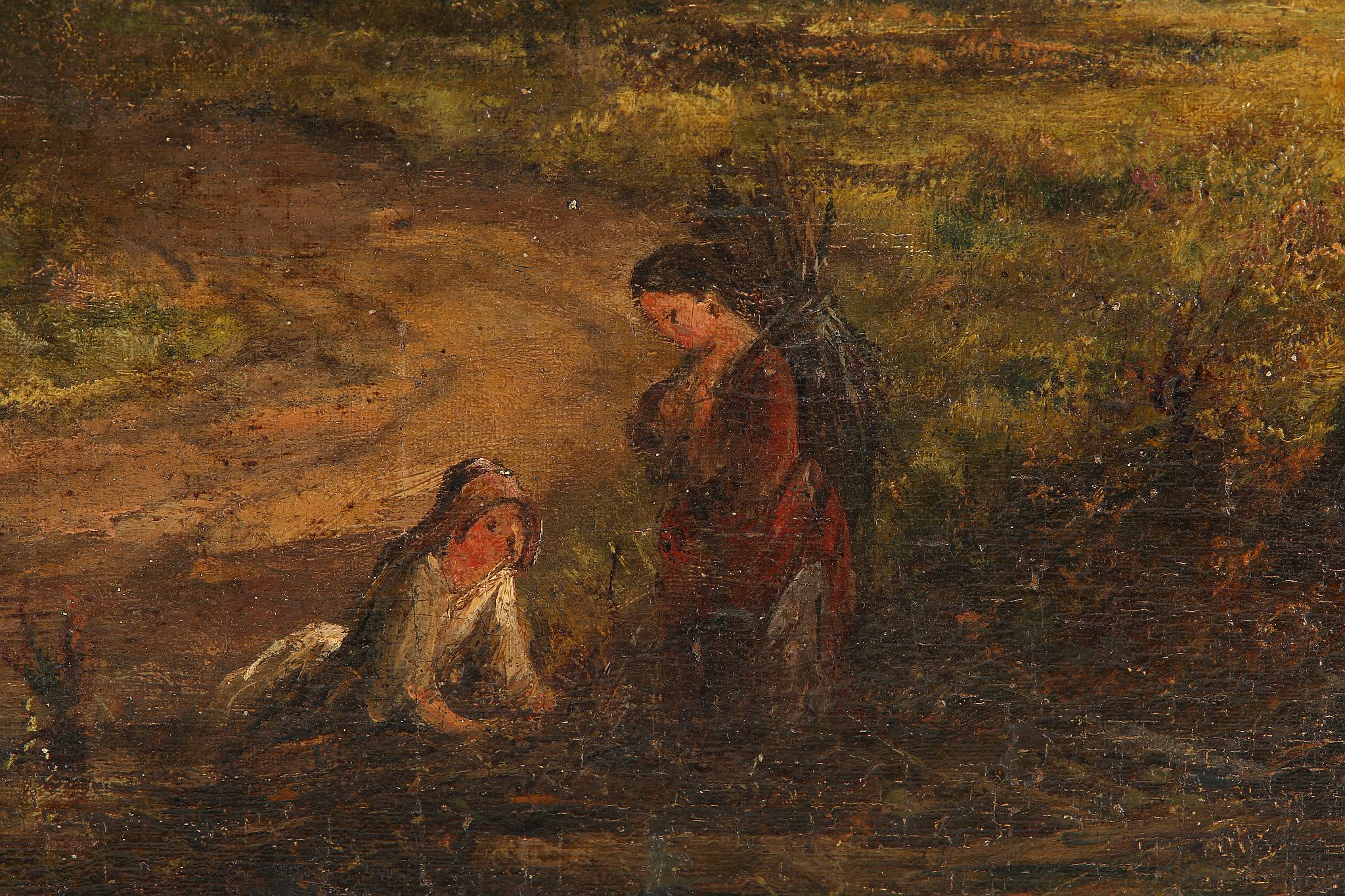 19th Century English School, tree-cutter in the landscape, oil on canvas, 40 x 60cm, framed - Image 3 of 7