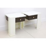 A pair of Finchatton white lacquered bedside tables, with single drawers, 50 x 45cm (2).