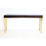 A Finchatton two drawer side table, on brushed metal legs.  150cm w, 35cm deep, 78cm high