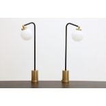 A pair of CTO lighting brushed brass and bronze table lamps, 61cm high (2).
