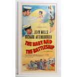 'The Baby and the Battleship', a large film poster, in a white frame, 210 x 112cm (incl. frame).