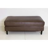 A Finchatton grey nappa leather rectangular pouffe, 122 x 72cm.