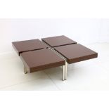 A large Finchatton brown lacquered and chrome coffee table, 130 x 130cm.