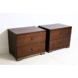 A pair of Finchatton two drawer bedside cabinets, on brushed metal bases, 68 x 48cm (2).