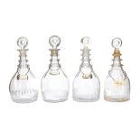 TWO PAIRS OF GEORGE III DECANTERS