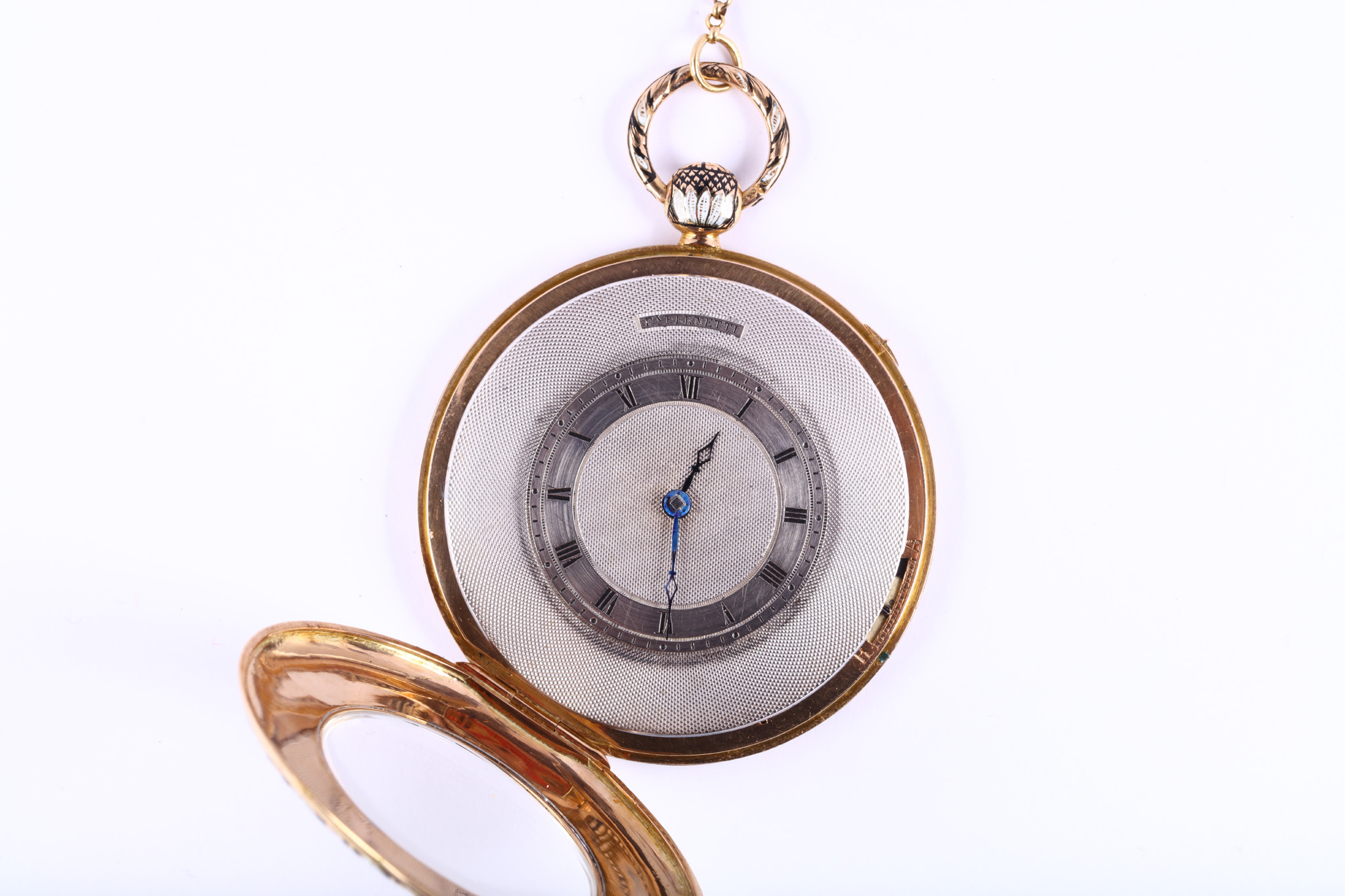 Felix Pernetti. A gold and enamel decorated half hunter pocket watch. Date: Mid 19th Century. - Image 3 of 3