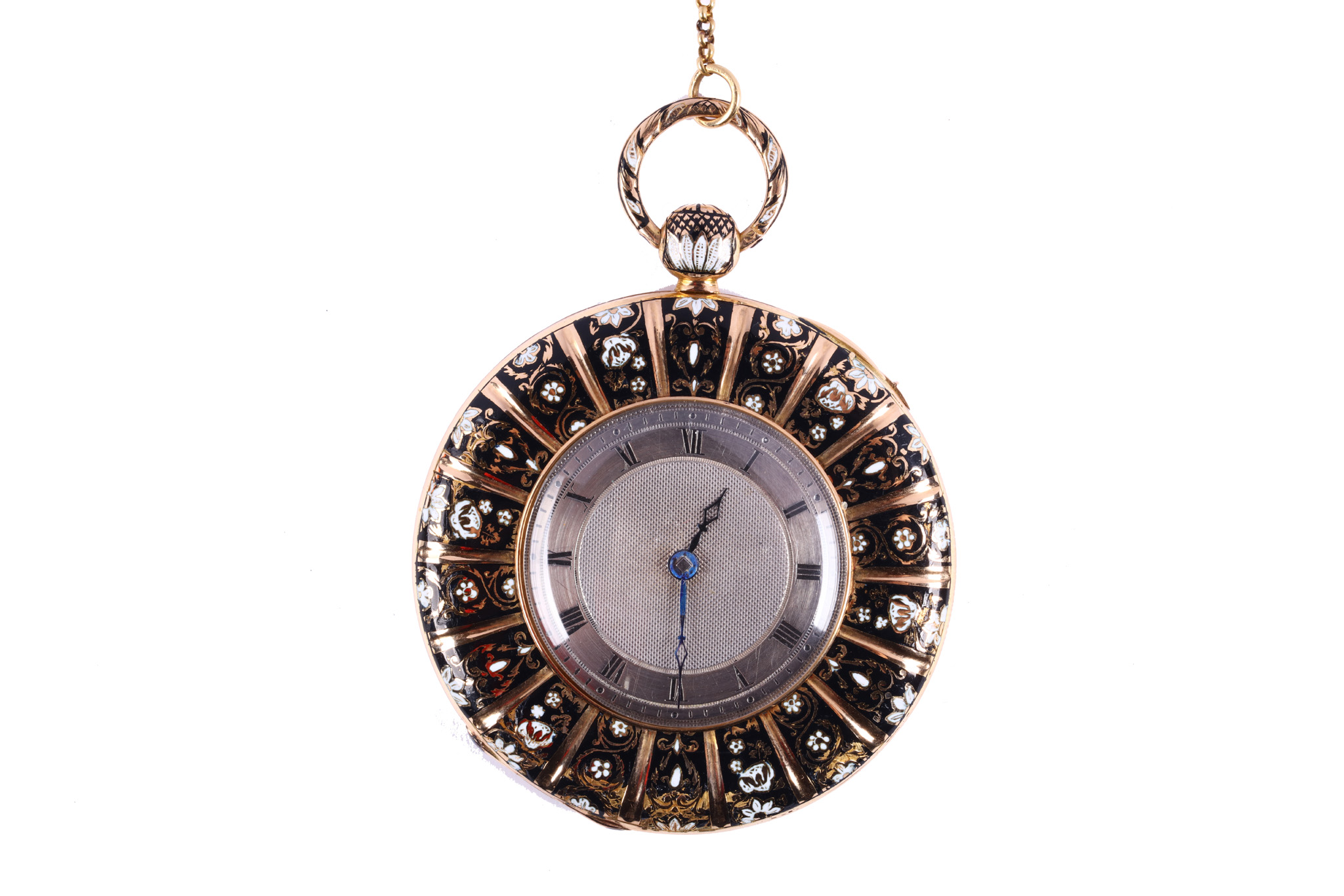 Felix Pernetti. A gold and enamel decorated half hunter pocket watch. Date: Mid 19th Century.