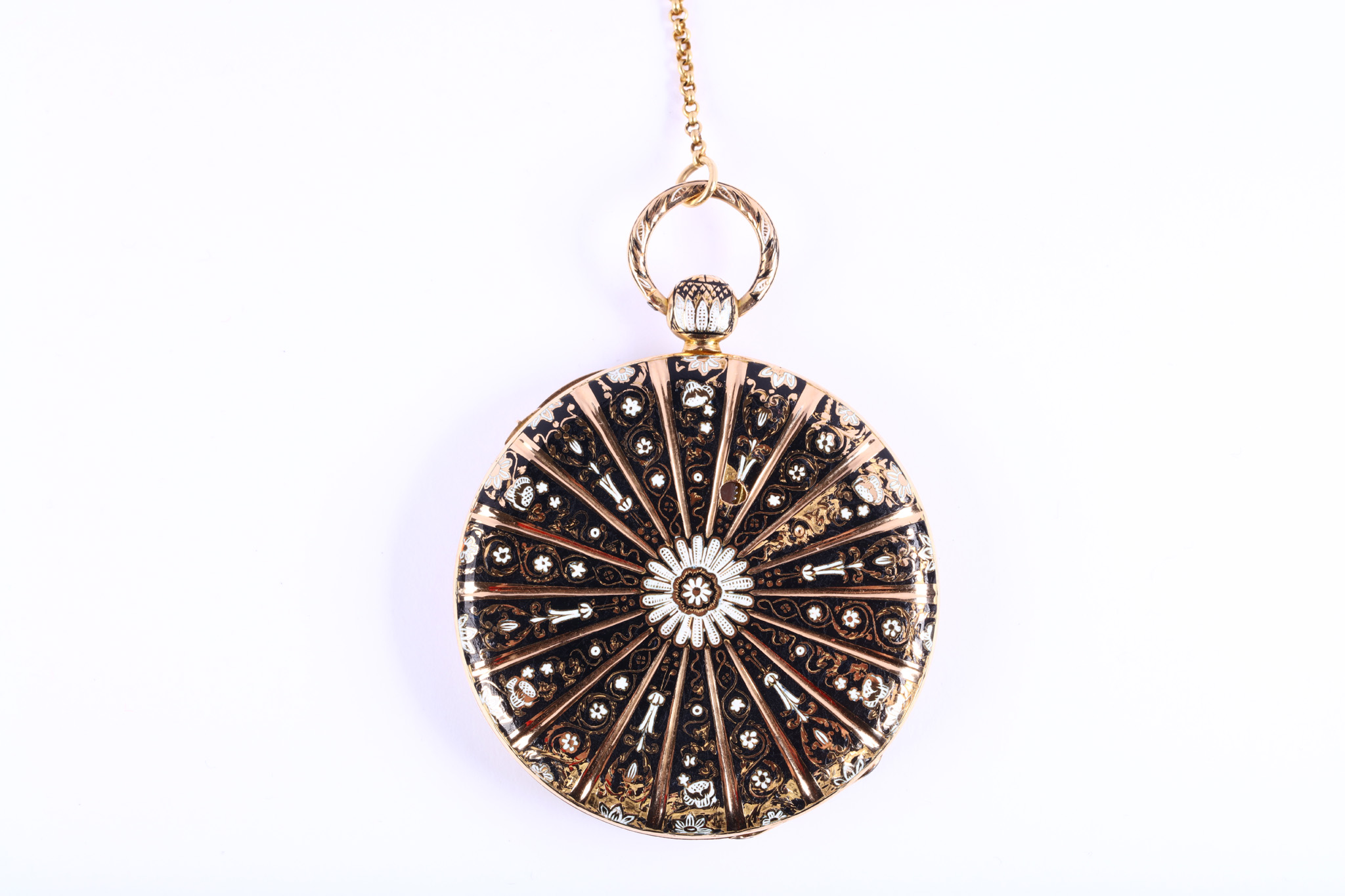 Felix Pernetti. A gold and enamel decorated half hunter pocket watch. Date: Mid 19th Century. - Image 2 of 3