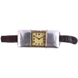 Movado. A .925/.935 silver chronometer travel watch. Model: Ermeto. Date: Circa 1930's. Movement: