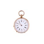 A French 18K gold fob watch. Date: Late 19th Century. Movement: Unsigned, 8 jewel, cylinder