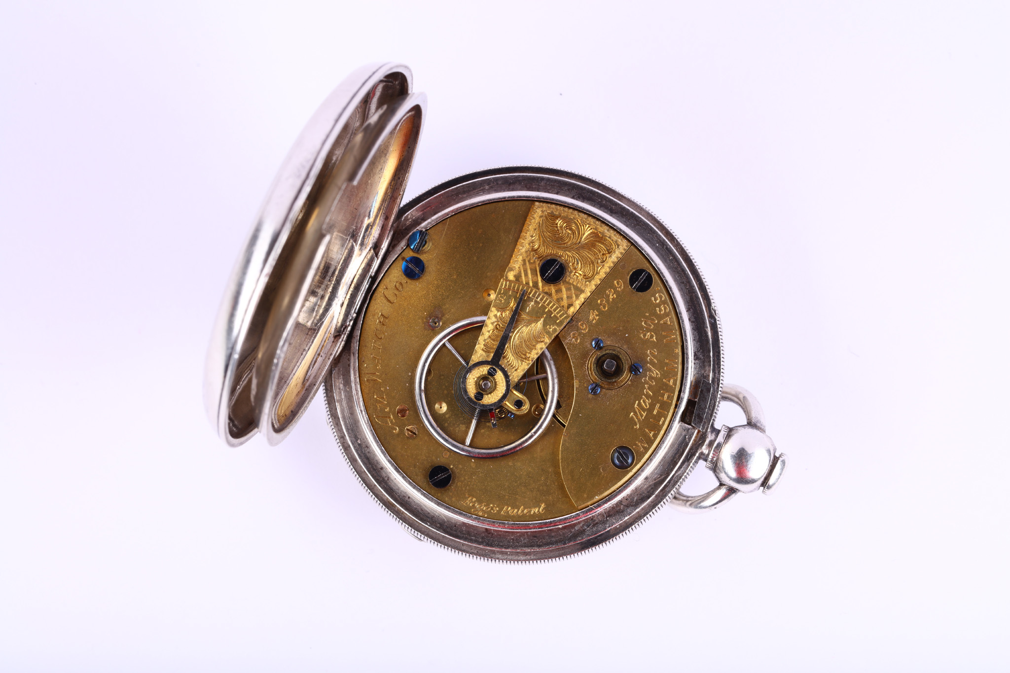 Waltham. A sterling silver open face pocket watch.   Date: Late 19th Century. Movement: Signed, - Image 4 of 4