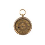 G.Lewis. An 18K gold open face fob watch. Date: Late 19th Century. Movement: Unsigned, cylinder