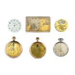 Zenith. 6 pocket watches/movements. Restorers lot, comprising of all Zenith components. (6)