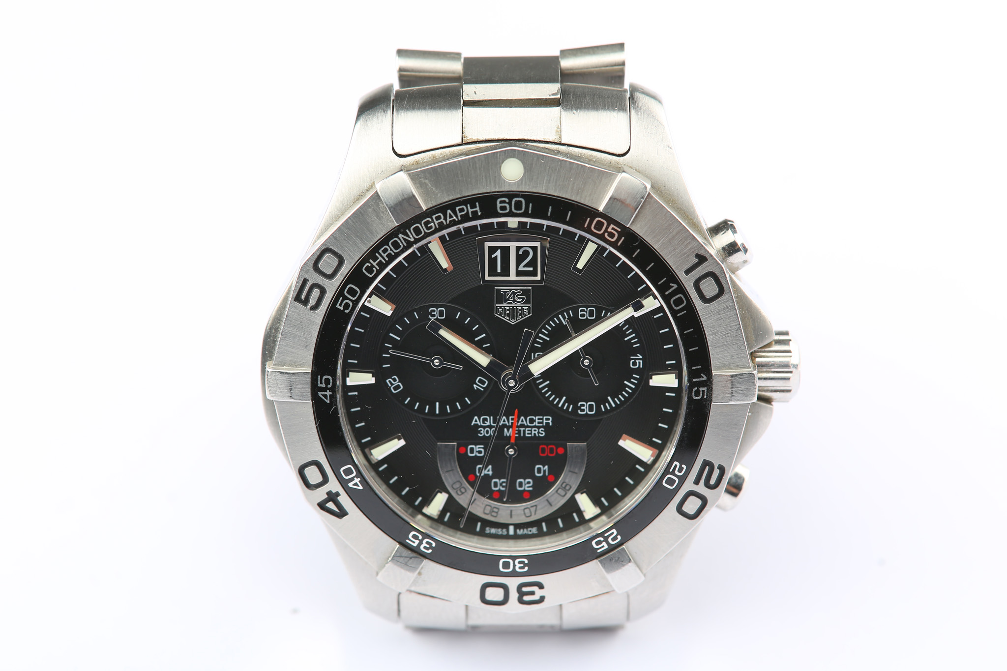 Tag Heuer. A stainless steel quartz calendar chronograph bracelet watch. Model: Aquaracer Grande. - Image 6 of 7