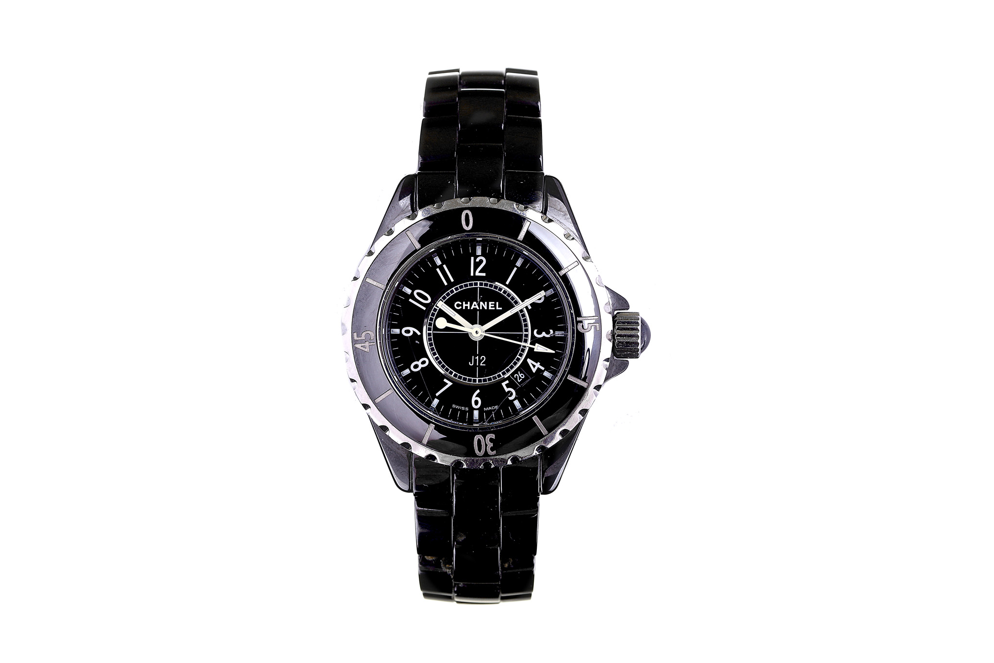 Chanel - Paris. A ceramic quartz calendar bracelet watch. Model: J12. Reference: H0682. Date of