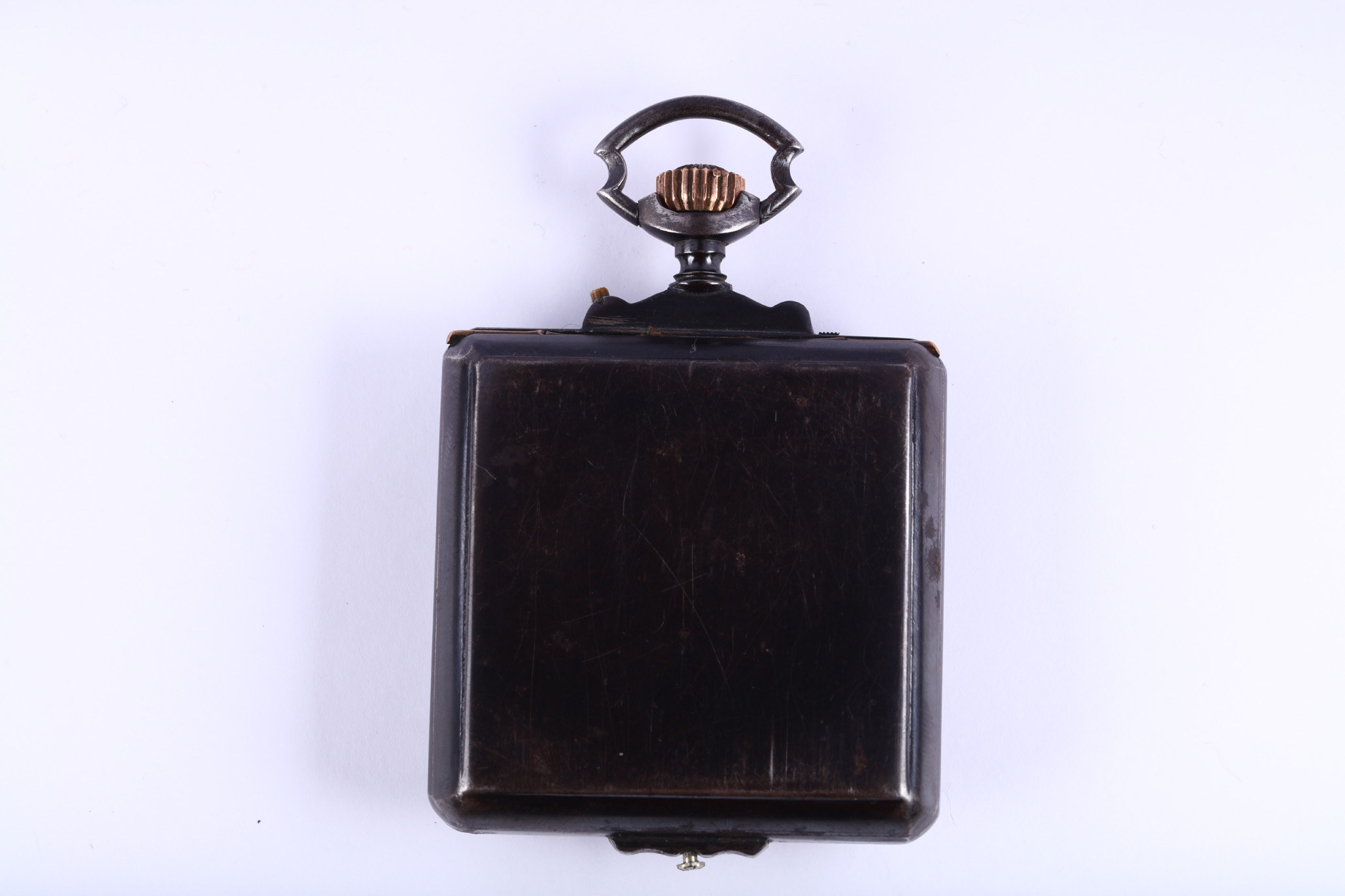 A French gunmetal strut cased alarm pocket watch. Date: Early 20th Century. Movement: Crown wound - Image 2 of 2