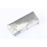 A late 19th/early 20th silver purse, bearing imitation Russian marks engraved with birds and