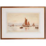George Stanfield Walters (1839-1924), 'Sailing off the coast at Southampton', watercolour, signed