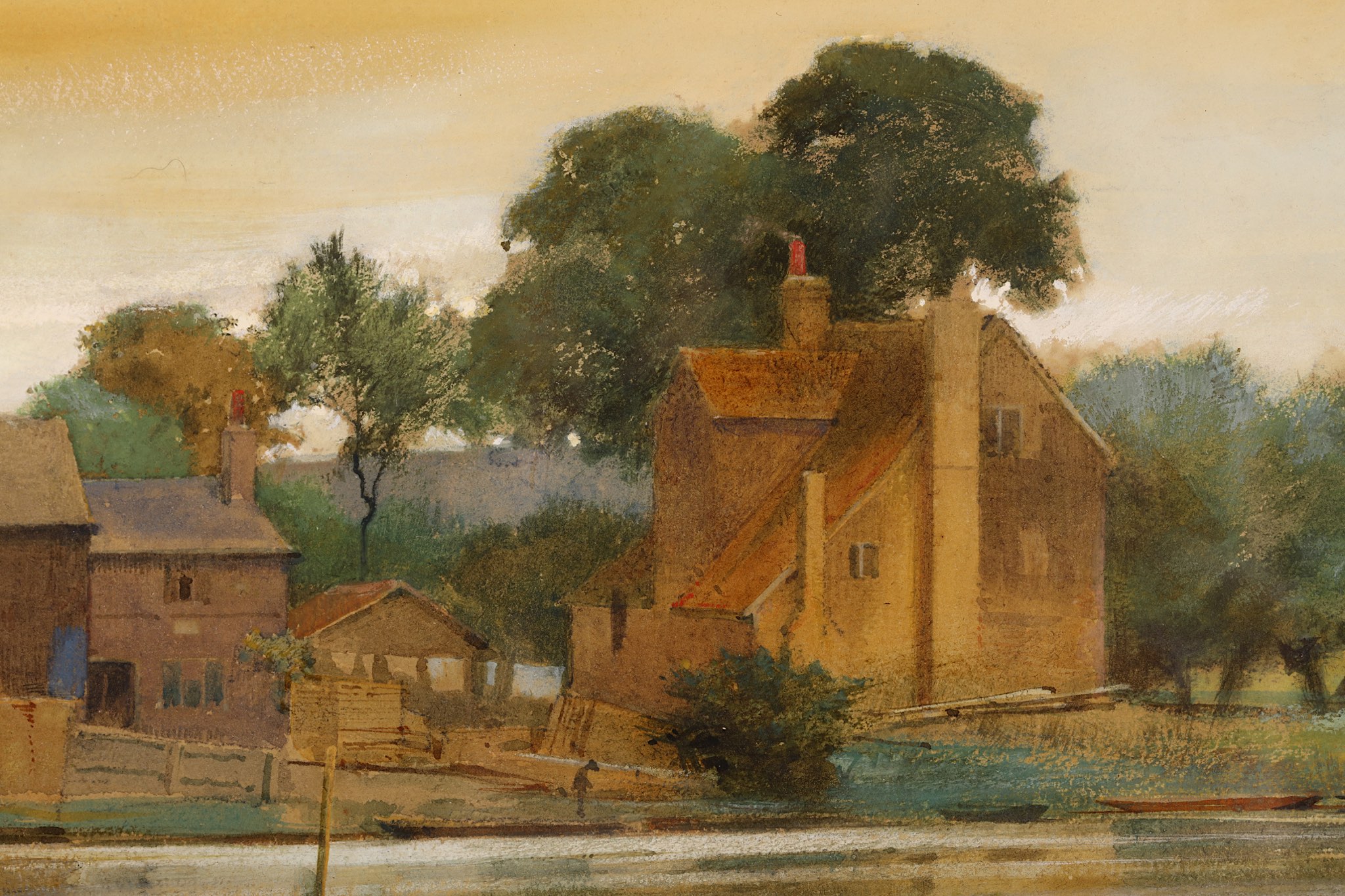 *** WITHDRAWN *** Edward H Fahey (1844-1907), 'A Ferry & Inn on the Thames', watercolour with - Image 6 of 6