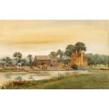 *** WITHDRAWN *** Edward H Fahey (1844-1907), 'A Ferry & Inn on the Thames', watercolour with