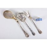 A pair of American sterling silver Macaroni servers,late 19th Century, hallmarked by Wood &