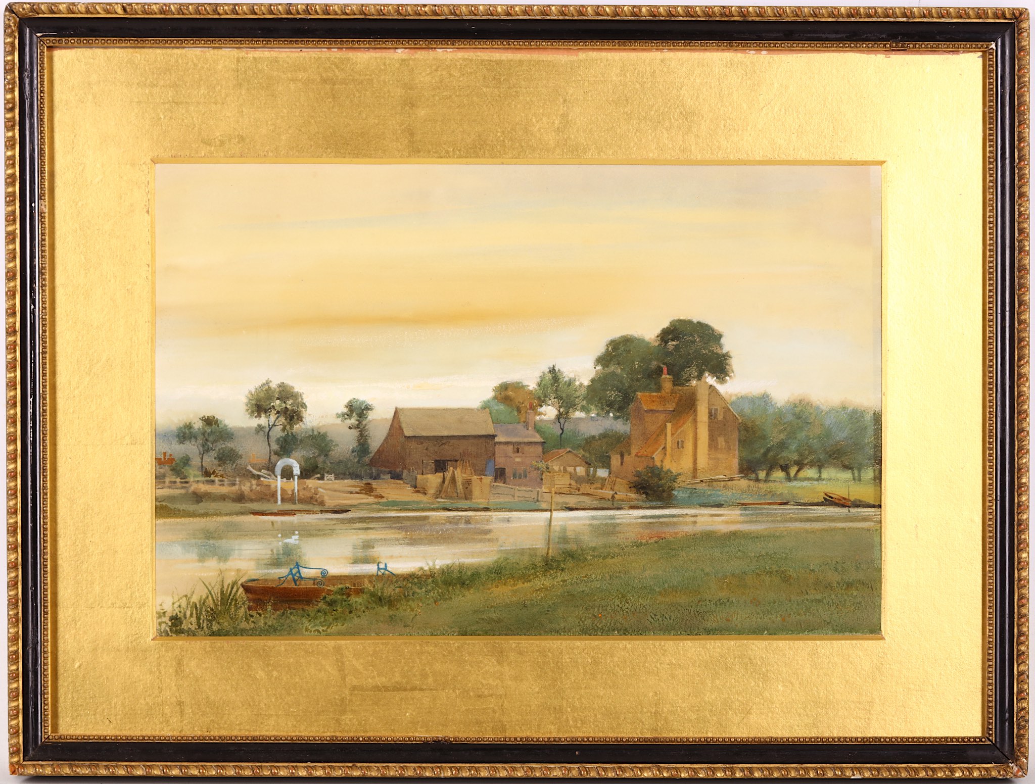 *** WITHDRAWN *** Edward H Fahey (1844-1907), 'A Ferry & Inn on the Thames', watercolour with - Image 2 of 6