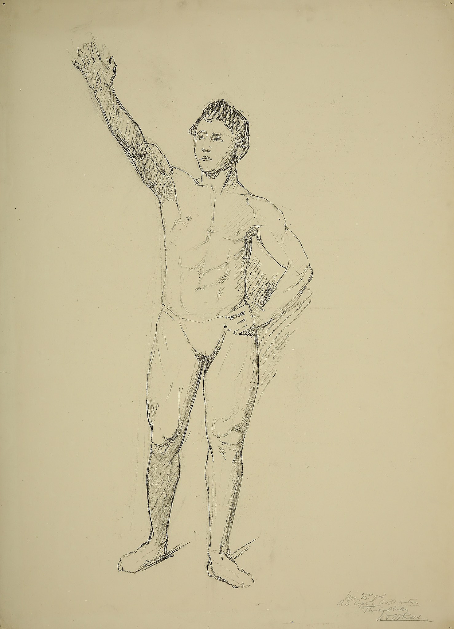 ESTELLA LOUISA MICHAELA CANZIANI (ENGLISH 1887-1964) ARR Standing Male Nude Signed lower right - Image 5 of 10