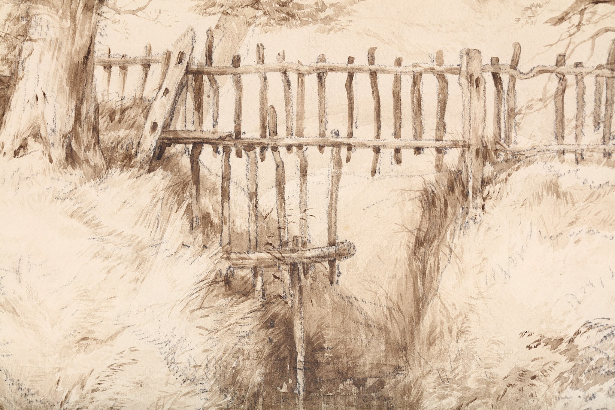 JOHN MIDDLETON (BRITISH 1827-1856) At Gunton Park Monogrammed lower left Sepia wash with pencil 33 x - Image 5 of 9