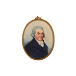 ATTRIBUTED TO FREDERICK BUCK (BRITISH 1771- c.1839) Portrait miniature of a Gentleman wearing a blue