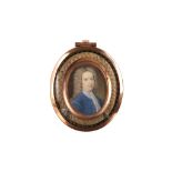 BERNARD LENS III (ENGLISH 1682-1740) Portrait miniature of a Gentleman, wearing a blue coat. blue