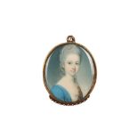 RICHARD CROSSE (BRITISH 1742-1810) Portrait miniature of a Lady, circa 1775, in blue dress with