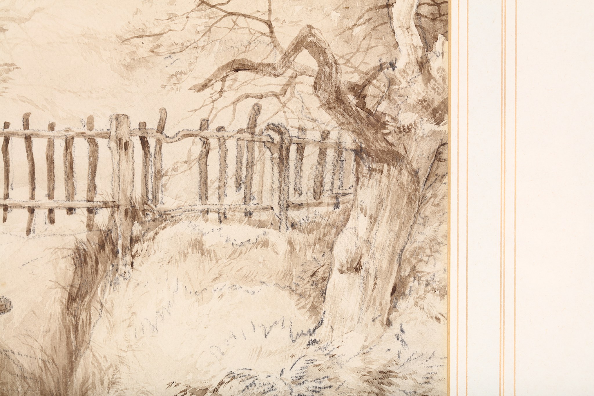 JOHN MIDDLETON (BRITISH 1827-1856) At Gunton Park Monogrammed lower left Sepia wash with pencil 33 x - Image 6 of 9