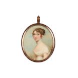 SAMPSON TOWGOOD ROCH (IRISH 1757-1847) Portrait miniature of a young lady in white dress with pink