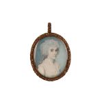 THOMAS ARROWSMITH (BRITISH fl.1792-1829) Portrait miniature of a Lady, wearing white dress with