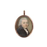 ATTRIBUTED TO PHILIP JEAN (JERSEY 1755-1802) Portrait miniature of a Gentleman, in black coat and