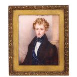 ENGLISH SCHOOL (c.1835) Portrait miniature of a gentleman, in brown coat, black waistcoat with