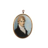 GEORGE ENGLEHEART (BRITISH 1750-1829) Portrait miniature of a Gentleman wearing black coat, a
