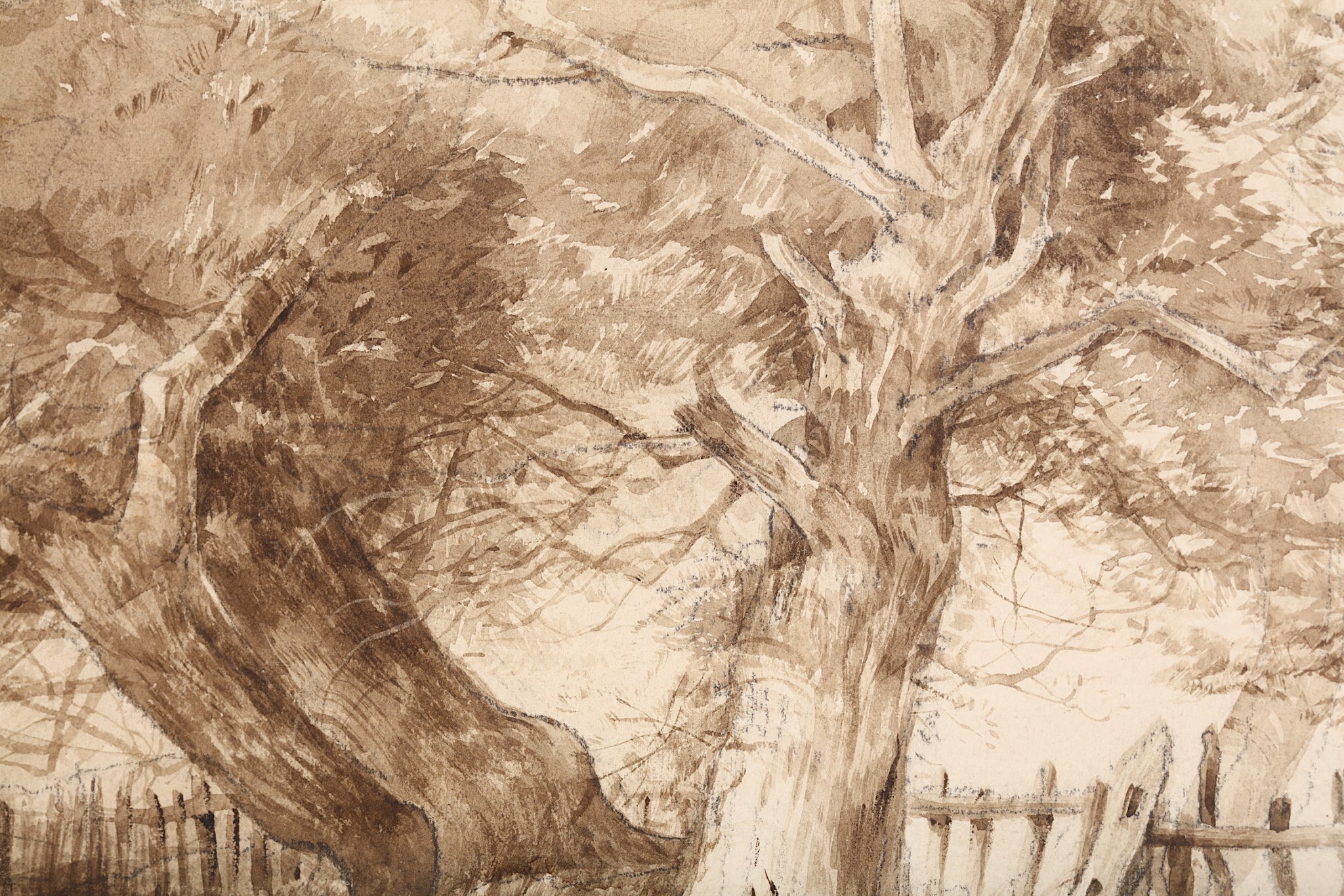 JOHN MIDDLETON (BRITISH 1827-1856) At Gunton Park Monogrammed lower left Sepia wash with pencil 33 x - Image 3 of 9