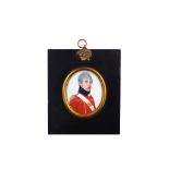 FREDERICK BUCK (IRISH 1771-c.1840) Portrait miniature of an officer, wearing scarlett uniform