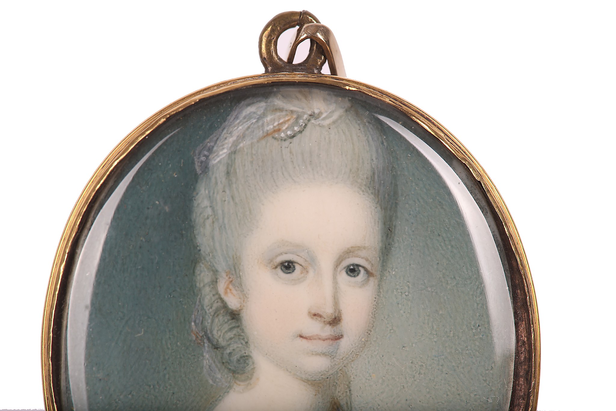 RICHARD CROSSE (BRITISH 1742-1810) Portrait miniature of a Lady, circa 1775, in blue dress with - Image 3 of 4