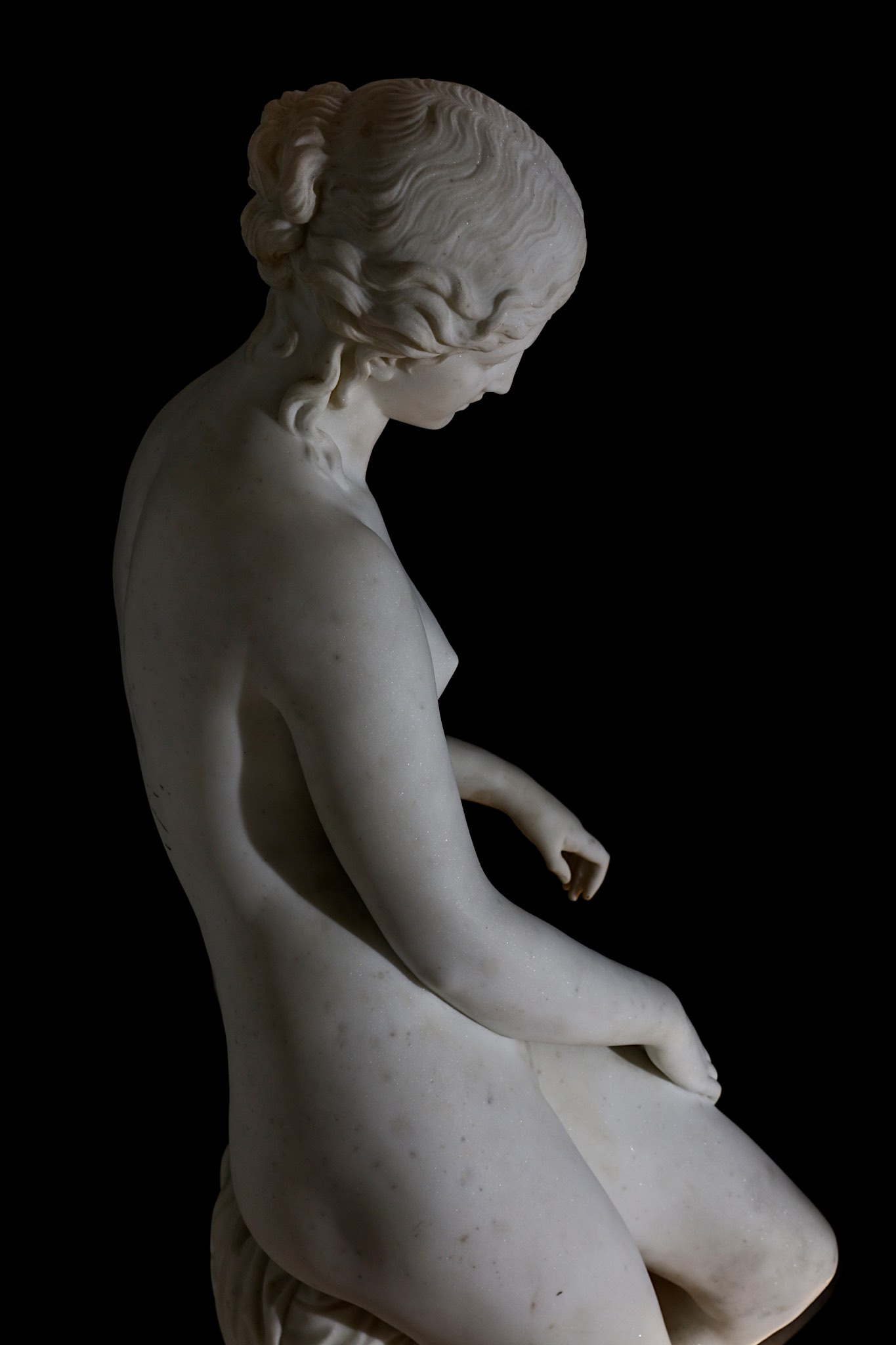 HOLME-CARDWELL (BRITISH, 1813-1895): A LARGE MARBLE FIGURE OF DIANA ABOUT TO BATHE the nude figure - Image 2 of 7