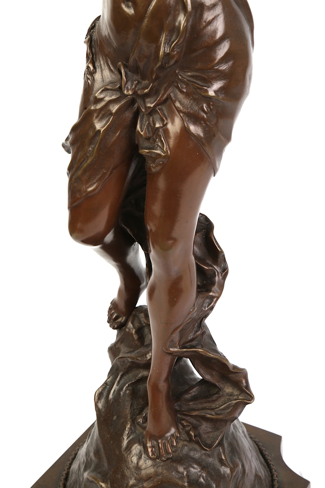 EDOUARD DROUOT (FRENCH, 1859-1945): A BRONZE FIGURE OF A SEMI-CLAD MAIDEN FITTED AS A LAMP BASE - Image 10 of 11