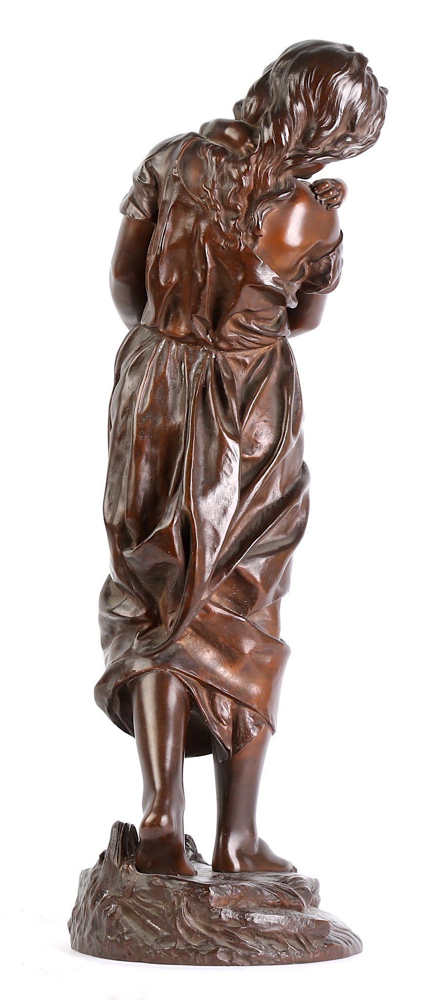 PIERRE-LOUIS DETRIER (FRENCH, 1822-1897): A LARGE BRONZE FIGURAL GROUP OF A YOUNG GIRL AND A BABY ' - Image 5 of 8