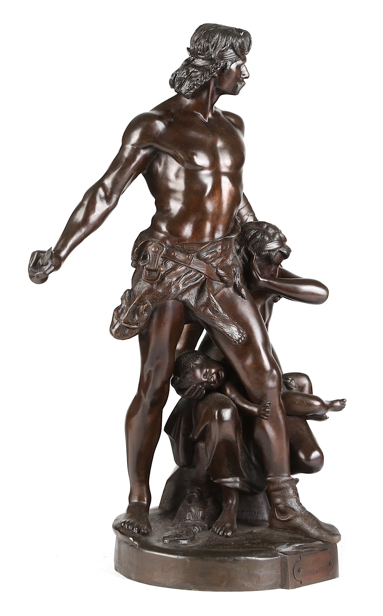 EMILE ANDRE BOISSEAU (FRENCH, 1842-1923): A LARGE BRONZE FIGURAL GROUP 'LA DEFENSE DU FOYER' - Image 7 of 10