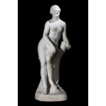 HOLME-CARDWELL (BRITISH, 1813-1895): A LARGE MARBLE FIGURE OF DIANA ABOUT TO BATHE the nude figure