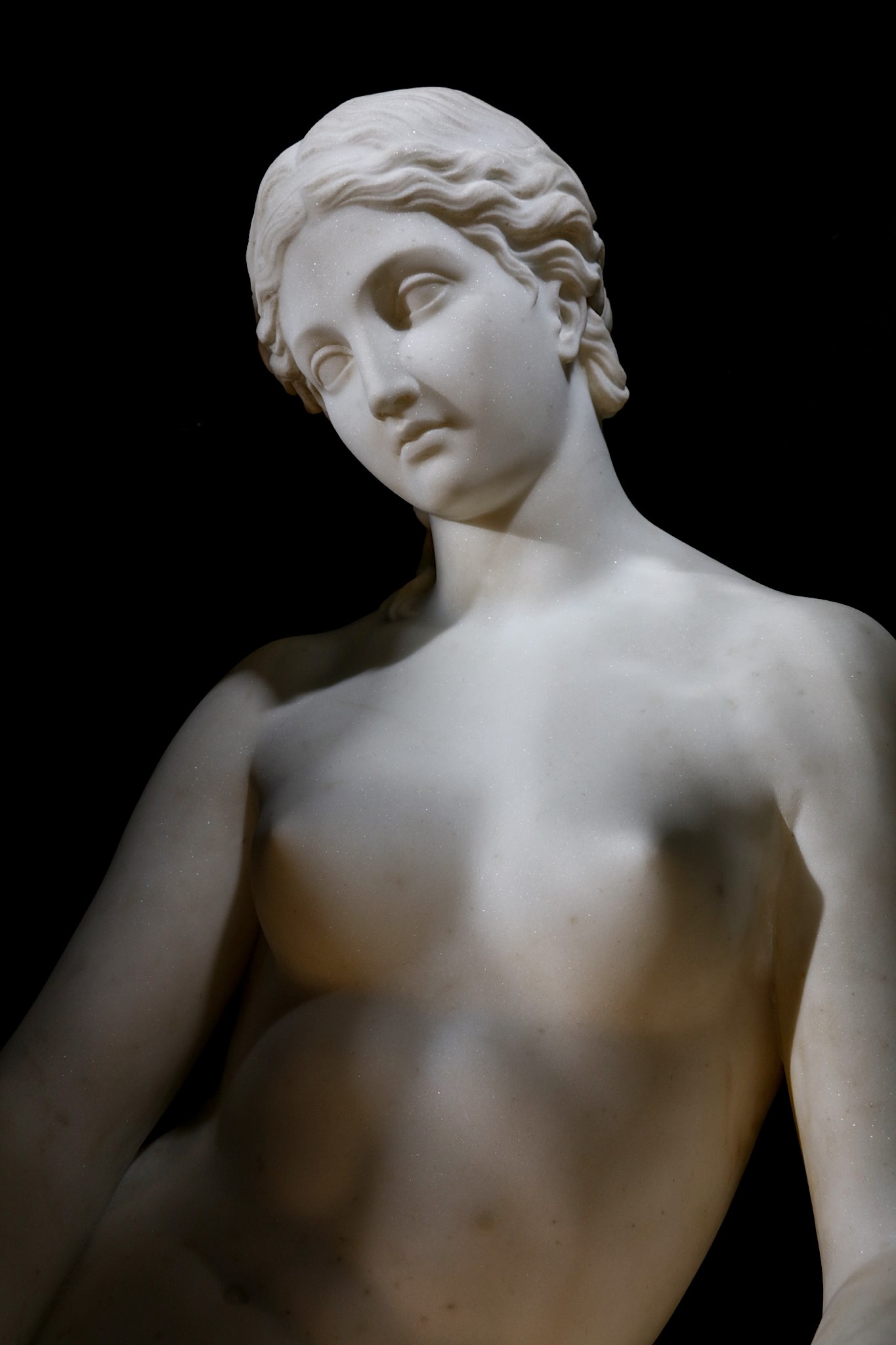 HOLME-CARDWELL (BRITISH, 1813-1895): A LARGE MARBLE FIGURE OF DIANA ABOUT TO BATHE the nude figure - Image 3 of 7