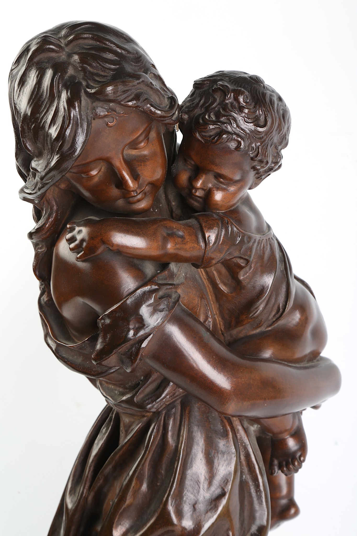 PIERRE-LOUIS DETRIER (FRENCH, 1822-1897): A LARGE BRONZE FIGURAL GROUP OF A YOUNG GIRL AND A BABY ' - Image 2 of 8