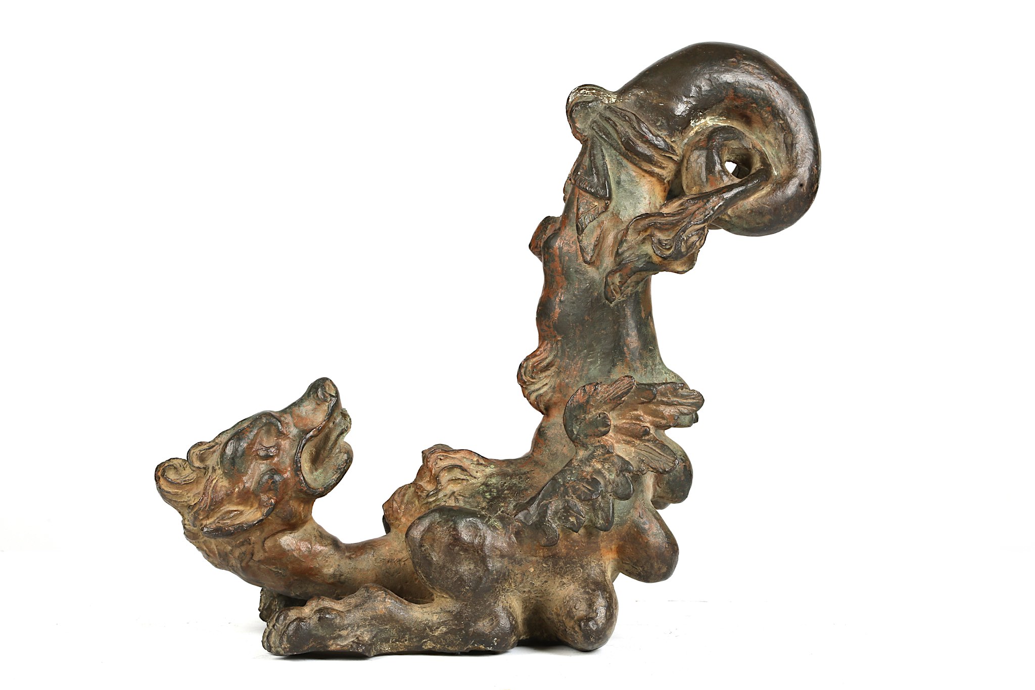 A 16TH CENTURY ITALIAN RENAISSANCE BRONZE DRAGON FROM A TABLE FOUNTAIN the female dragon with